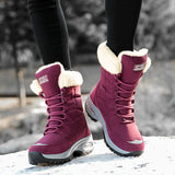 Winter Outdoor Warm High-Top Wedge Platform Lace-Up Fleece Lining Snow Boots