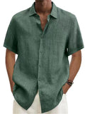 Short Sleeve Linen Beach Shirts for Men