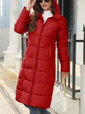 Female Slim Trendy Hooded Mid-length Quilted Coats