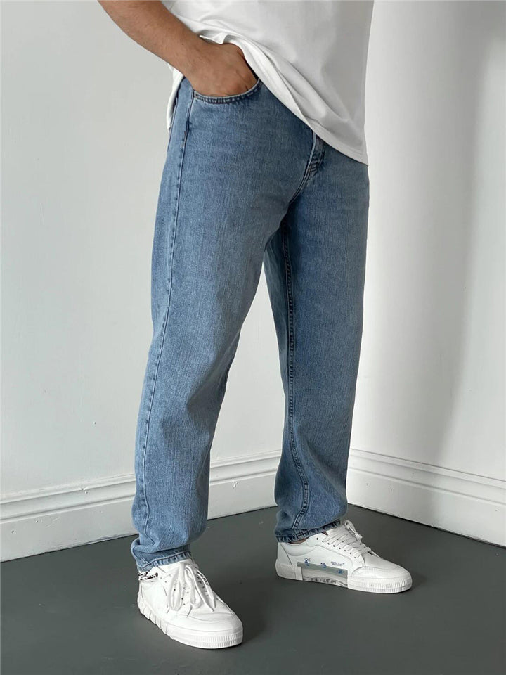Simple Style Casual Cozy Solid Color Straight Jeans For Men