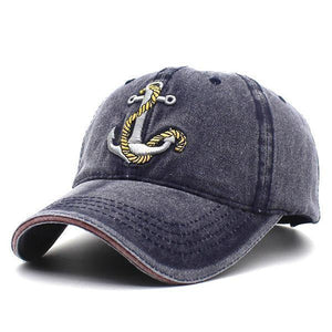 Washed Denim Anchor Embroidered Pattern Sunshade Baseball Cap