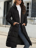 Female Slim Trendy Hooded Mid-length Quilted Coats