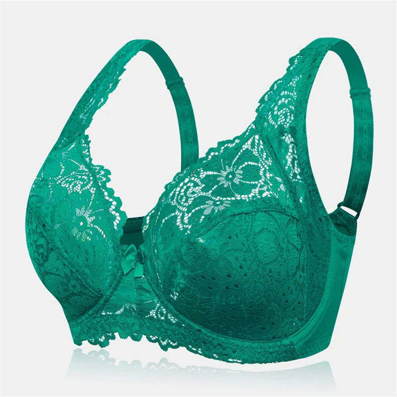 Women's Ultrathin Modal Floral Lace DDD Cup Bras - Green