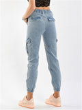 Spring Autumn Extra Loose Pocket Harem Pants Denim Jeans for Women