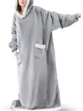 Unisex Super Warm Fleece Pullover Hoodie Blanket Sweatshirt With Large Front Pockets