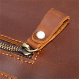 Vintage Crazy Horse Leather Solid Color Large Capacity Handbag