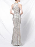 Exquisite Sequined Halter Neck Dress for Evening Party