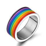 Unisex Stainless Steel Rainbow Ring