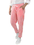 Men's Casual Vertical Striped Elastic Waist Cozy Cotton Linen Pants