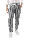 Men's Casual Vertical Striped Elastic Waist Cozy Cotton Linen Pants