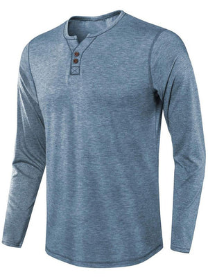 Men's Comfy Long Sleeve Henley Neck T-Shirt