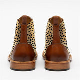 Stylish Texture Printed Hit Color Laced Mens Boots