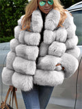 Winter Striped Thick Loose Temperament Solid Color Fashion Thermal Fur Coat