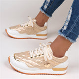 Women's Lace Up Thick Sole Flat Running Shoes
