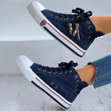 Women's Cool Lace Up High Top Denim Canvas Shoes