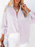 Beach Vacation Sunscreen Solid Striped Female Midi Blouse