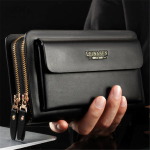 Men's Casual Business Waterproof Leather Large-Capacity Handbags