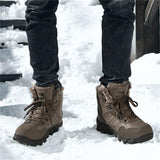 Mens Leather Fur Lined Warm Outdoor Water Resistant Mountaineering Snow Boots