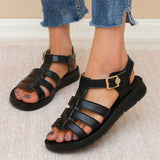 Women's Retro Hollowed Out Open Toe Flat Beach Sandals