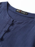 Simple Style Solid Color 2-Piece Outfit Retro Button T-Shirts + Drawstring Pants