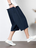 Men's Simple Casual Plus Size Linen Cropped Pants