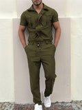 Stylish Summer Men's Oversized Short Sleeve Zipper Jumpsuits