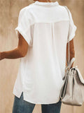 Women's Solid Color Lapel Collar Short Sleeve Blouses