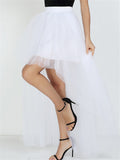 Casual Trendy Irregular Hem Sexy Tulle Solid Color Skirts For Women