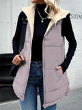 Women's Reversible Hooded Quilted Sleeveless Vest Coats