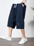 Men's Simple Casual Plus Size Linen Cropped Pants