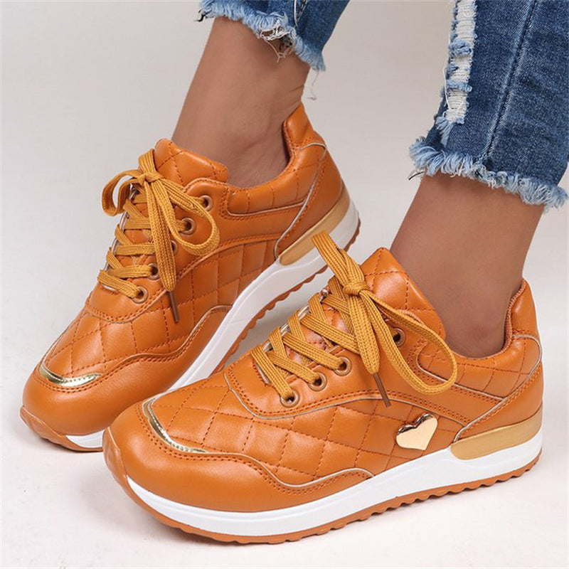 Women's Lace Up Thick Sole Flat Running Shoes