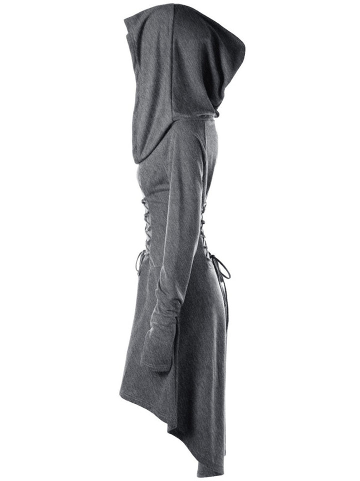 Trendy Long Sleeve Solid Color Hooded Dresses
