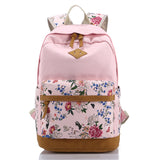 Female Students Canvas Printed Casual All-purpose Backpack