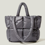 Women's Fashion Puffer Tote Bag Quilted Cotton Down Handbags