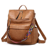 Retro Style Multi-Pocket Adjustable Strap Soft Touch Backpack