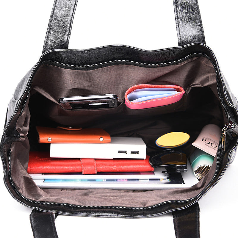 New Simple Style Casual Fashion PU Leather Bucket Bag Handbags