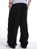 Oversized Loose Elastic Waist Work Pants With Pockets