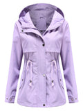 Women's Solid Color Waterproof Hooded Collar Coats