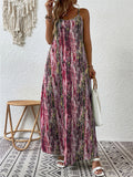 Bohemian U Neck Spaghetti Strap Printed Vacation Dress for Women