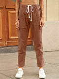 Summer Leisure Women's Drawstring Pockets Cozy Cotton Linen Pants