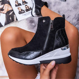 Extra Comfortable Side Zipper Thick Bottom Wedge Boots