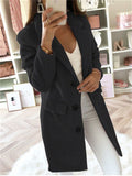 Women's Elegant Lapel Collar Button Up Slim Fit Winter Long Coats