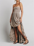 Sexy Backless Sleeveless Solid Color Long Beach Dress
