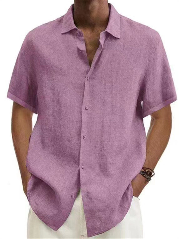 Short Sleeve Linen Beach Shirts for Men