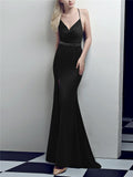Stunning Wrap Neck Backless Sweep Train Strappy Dress for Evening Party