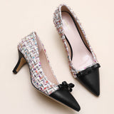 Noble Luxurious Spring Autumn Bow PU Leather Female Pumps