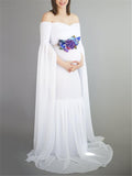 Gorgeous Sweetheart Neckline Off Shoulder Front Ruched Chiffon Mermaid Maternity Gown