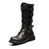 Side Buckle Fastening Low Block Heel Calf-Length Soft Footbed Leather Boots