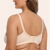 Women Plus Size Deep Plunge Comfy Cotton Bras - Nude