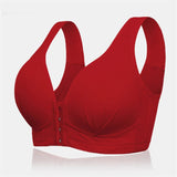 Women's Ribbed Wireless Front Closure T-Shirt Bras - Red